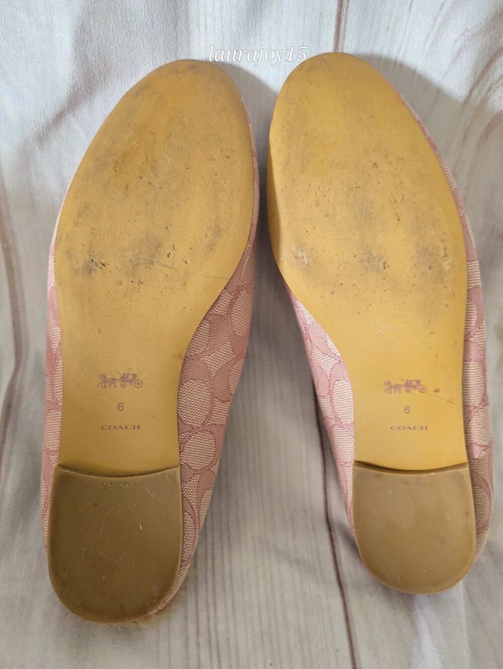 Coach Sienna Sherpa Slides Shoes Pink Signature Jacquard Gold Horsebit Womens 6 - Picture 9 of 10
